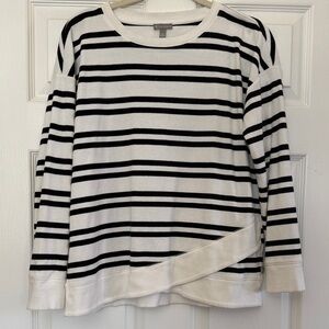 Talbots White and Black Knit Top